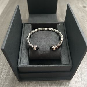 Cable Classics Bracelet in Sterling Silver with Black Onyx and Pavé Diamonds